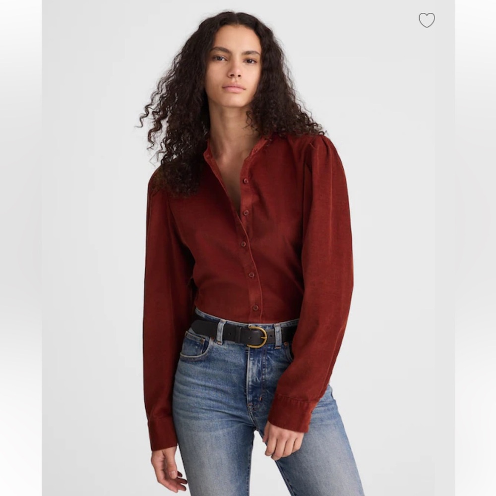 NWT Madewell Puff-Sleeve Button-Up Shirt Small